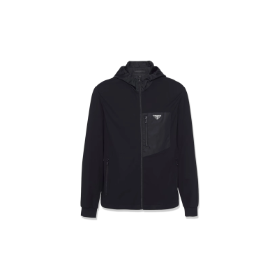 PRADA TECHNICAL COTTON AND RECYCLED NYLON CARDIGAN UJL79A
